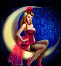 Символ игрового автомата Show Girls Девушка на луне